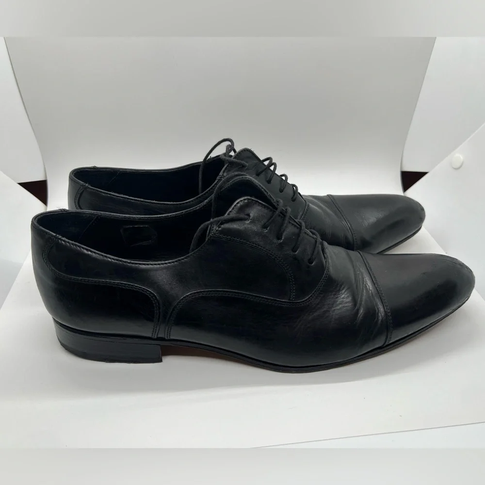 Russell &‎ Bromley Black Leather Cumulus Toe Cap Leather Oxfords Men’s Size 10.5